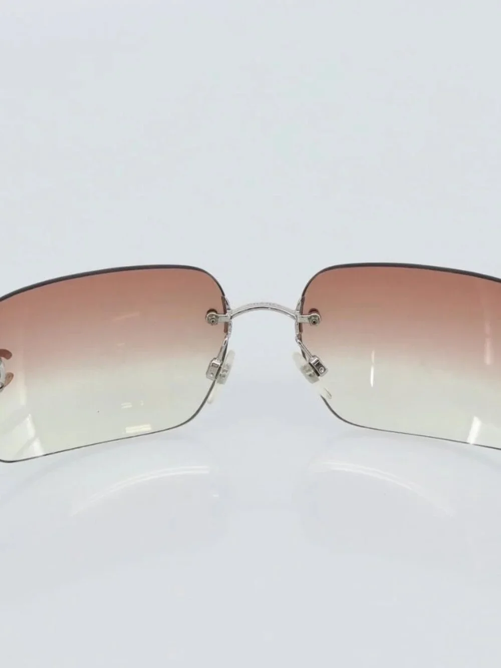 CHANEL COCO Mark Sunglasses metal Silver CC Auth 185051V
